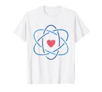 Symbole Atomique avec cœur - Enseignant Scientifique Amoureux de la Science T-Shirt Graphique avec Valeur, Homme, Blanc, XL