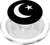 Symbole Blanc de l'islam Croissant de Lune et étoile Minimaliste PopSockets PopGrip pour MagSafe