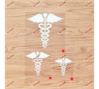 Symbole caducée EMT médical autocollant vinyle - lot de 3 blancs, 7,6 cm, 10,2 cm, 15,2 cm - sans fond pour voiture bateau PC portable 08270