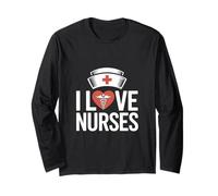 Symbole caducée en Forme de cœur I Love Nurses Manche Longue
