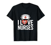 Symbole caducée en Forme de cœur I Love Nurses T-Shirt