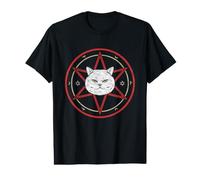 Symbole Chat Occulte Cercle Sombre Vieilli T-Shirt Graphique avec Valeur