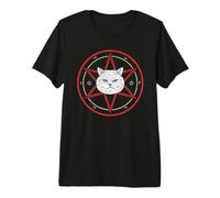 Symbole Chat Occulte Cercle Sombre Vieilli T-Shirt Haut de Gamme