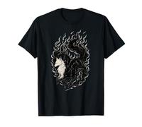 Symbole chinois avec renards dans les flammes mystiques, renards amoureux T-Shirt