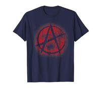 Symbole d'anarchie Rouge Style Graffiti, anarchisme, Punk T-Shirt, Homme, Bleu Marine, L