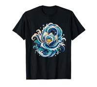 Symbole de Fleur Zen Lotus Bleu océan Vagues T-Shirt