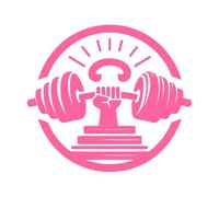 Symbole de force représentant un poing fermé tenant une barre dans un cercle symbolisant la santé et la puissance Stickers muraux en PVC 42x46.8cm Peinture murale artistique Rose