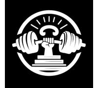 Symbole de force représentant un poing fermé tenant une barre dans un cercle symbolisant la santé et la puissance Stickers muraux en PVC 54.6x60.8cm Plusieurs tailles disponibles Blanc