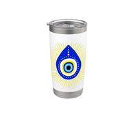 Symbole de Hamsa Bleu Mauvais Œil Ornement Yoga Gobelet isotherme en acier inoxydable double paroi