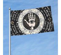 Symbole De La Main Ouverte De L'Œil Qui Voit Tout Drapeaux Décoratif Drapeau Couleurs Vives Bannière Pour Jardin Balcon Porche 3X5Ft