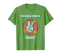 Symbole de la Paix Hippie Love Groovy Since 1975 Cadeau d'anniversaire 45 Ans T-Shirt, Homme, Herbe, M
