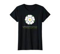 Symbole de la Rose Blanche du comté d'Angleterre du Yorkshire T-Shirt Graphique avec Valeur, Femme, Noir, M
