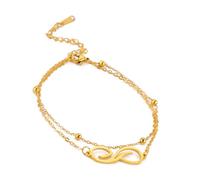 Symbole de l'infini pour femme, réglable, en acier inoxydable, style confortable, bijoux tendance, double couche de cheville, taille unique, Comme décrit