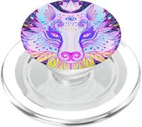 Symbole de Loup, Mandala, Lotus, symbolise l'art PopSockets PopGrip pour MagSafe