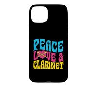 Symbole de Paix Amour et Clarinette Coeur Paix Coque pour iPhone 15 Plus