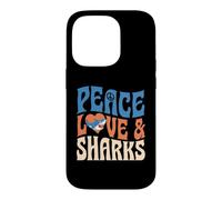 Symbole de Paix, Amour et Requins, Motif cœur Coque pour iPhone 14 Pro