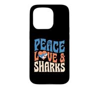 Symbole de Paix, Amour et Requins, Motif cœur Coque pour iPhone 15 Pro