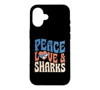 Symbole de Paix, Amour et Requins, Motif cœur Coque pour iPhone 16