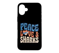 Symbole de Paix, Amour et Requins, Motif cœur Coque pour iPhone 16 Plus