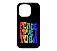 Symbole de Paix d'amour et de Tuba en Forme de cœur Coque pour iPhone 15 Pro