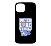 Symbole de Paix en Forme de cœur et Requins Coque pour iPhone 13