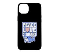 Symbole de Paix en Forme de cœur et Requins Coque pour iPhone 14 Plus