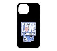Symbole de Paix en Forme de cœur et Requins Coque pour iPhone 15