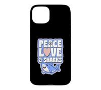 Symbole de Paix en Forme de cœur et Requins Coque pour iPhone 15 Plus