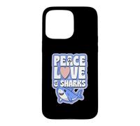 Symbole de Paix en Forme de cœur et Requins Coque pour iPhone 15 Pro Max