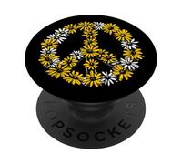 Symbole de paix marguerites - Fleurs de marguerites florales pour amoureux de la paix PopSockets PopGrip Adhésif