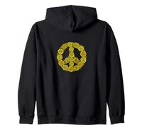 Symbole de Paix rétro avec Motif Floral Hippie Vintage Sweat à Capuche
