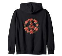 Symbole de Paix Rose Pivoine, Motif Floral paisible, rétro Sweat à Capuche