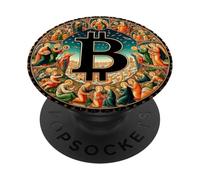 Symbole de Peinture d'église Bitcoin Grand Rond au Milieu PopSockets PopGrip Adhésif