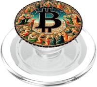 Symbole de Peinture d'église Bitcoin Grand Rond au Milieu PopSockets PopGrip pour MagSafe