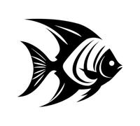 symbole de poisson-ange dans l'art emblématique du logo sculpté du poisson-ange Stickers gravés 41x48.8cm Étanche Noir