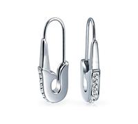 Symbole d'épingle de sûreté Soutien pour les personnes déplacées Boucles d'oreilles enfilées Accent en cristal Ton argent Acier chirurgical Ajouter des breloques