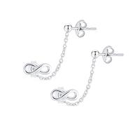Boucles D'Oreilles Double Percées Avec Chaîne Et Boucles D'Oreilles En Forme D'Hélix Et Symbole De L'Infini Love Knot Pour Femmes En Argent Sterling