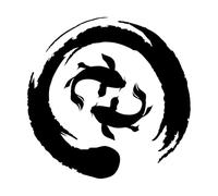 Symbole du cercle de la carpe koï bouddhique Stickers sculptés 72x72.7cm Amovible sans laisser de colle Noir