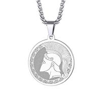 Symbole du dieu de la guerre grecque antique - Collier Ares pour homme et femme - Pendentif commémoratif de la guerre grecque - Chaîne d'amulette talisman - Bijoux cadeau, Acier inoxydable