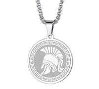 Symbole du dieu de la guerre grecque antique - Collier Ares pour homme et femme - Pendentif commémoratif de la guerre grecque - Chaîne d'amulette talisman - Bijoux cadeau, Acier inoxydable