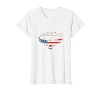 Symbole du Drapeau de l'aigle Patriotique American Pride T-Shirt, Femme, Blanc, S