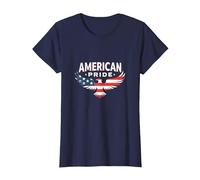 Symbole du Drapeau de l'aigle Patriotique American Pride T-Shirt, Femme, Bleu Marine, XS