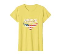 Symbole du Drapeau de l'aigle Patriotique American Pride T-Shirt, Femme, Citron, M