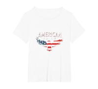 Symbole du Drapeau de l'aigle Patriotique American Pride T-Shirt, Femme Grandes Tailles, Blanc, 2X