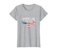 Symbole du Drapeau de l'aigle Patriotique American Pride T-Shirt, Femme, Gris Chiné, M