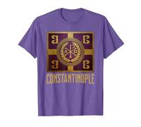 Symbole du Drapeau de l'empire Byzantin de Constantinople T-Shirt, Homme, Violet Chiné, M