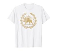 Symbole du Lion Persan Iran et Soleil T-Shirt Graphique avec Valeur, Homme, Blanc, S