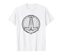 Symbole du Marteau de Thor Mjölnir | Cadeaux de la mythologie Nordique T-Shirt Graphique avec Valeur, Homme, Blanc, M