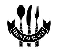 symbole du menu de restaurant, café, bar, couteau, cuillère, fourchette Stickers muraux 54x56.1cm Modification et ajout d'informations possibles Noir