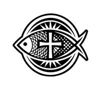 symbole du poisson de Jésus Stickers gravés 41x48.7cm Fourni avec un kit de film de transfert Noir